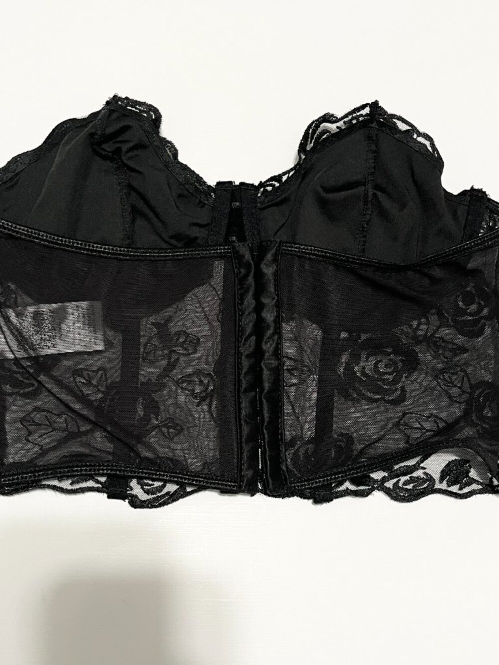 Womens Dark Fairy Whimsigoth Cropped Corset M Sheer Bustier Witchy Romantic Rave - Picture 5 of 9